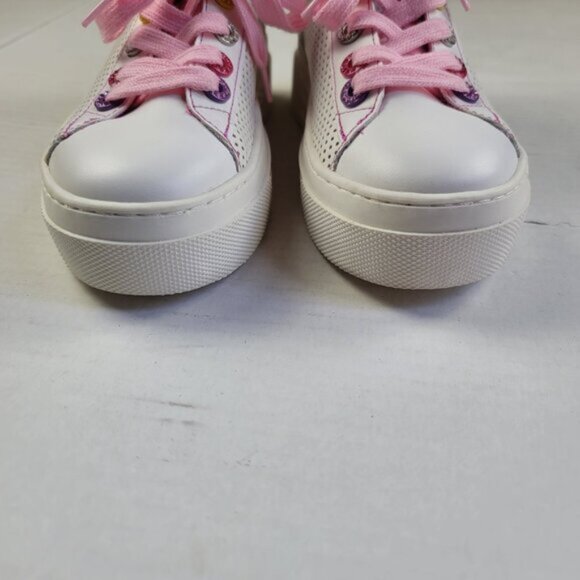 Steve Madden Metallic High Top Sneakers Size 2M NWOT Pink Lace Kids Shoes - Picture 3 of 10